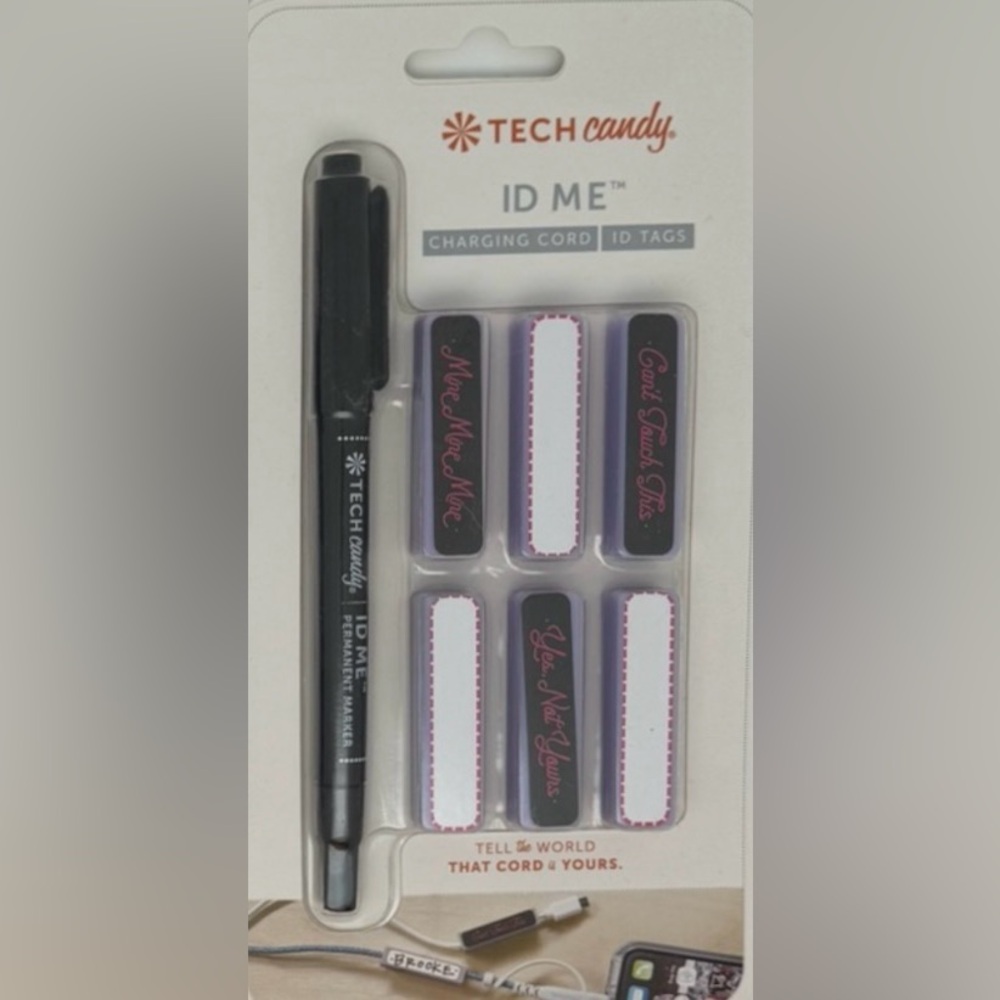 Tech Candy ID Me Charging Cord ID Tags To Label All Your Charging Cords Neatly